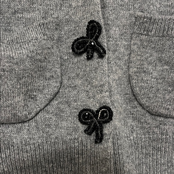Zara Gray Women's Cardigan with Sequined Bow Snaps - Picture 3 of 3
